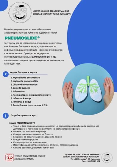 Новиот PNEUMOSLIDE тест за отркивање на инфекции на дишните патишта